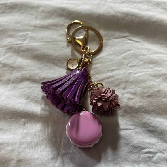 Purple Macaron & Clock Bag Charm Key Ring - Picture 2 of 7